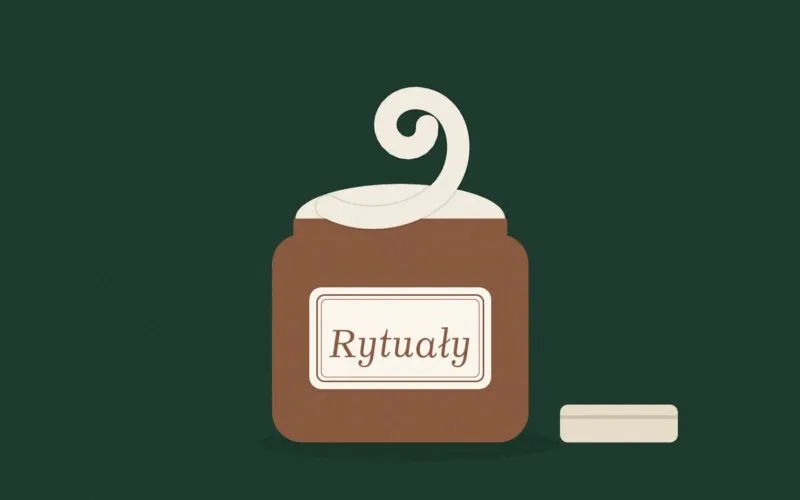 Ilustracja: otwarty słoiczek kremu z apteczną etykietą Rytuały